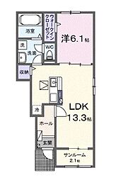 JR予讃線 国分駅 徒歩17分の賃貸アパート 1階1SLDKの間取り