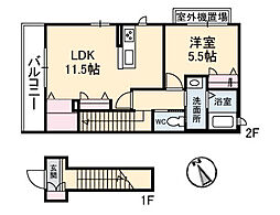 高松琴平電気鉄道琴平線 瓦町駅 徒歩5分の賃貸マンション 2階1LDKの間取り