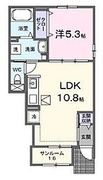 JR土讃線 金蔵寺駅 徒歩36分の賃貸アパート 1階1LDKの間取り