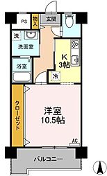 高松琴平電気鉄道長尾線 元山駅 徒歩25分の賃貸マンション 3階1Kの間取り