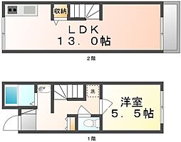 JR予讃線 端岡駅 徒歩9分の賃貸アパート 1階1LDKの間取り