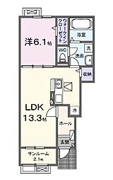 JR土讃線 金蔵寺駅 徒歩20分の賃貸アパート 1階1LDKの間取り