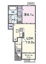 JR土讃線 金蔵寺駅 徒歩20分の賃貸アパート 1階1LDKの間取り
