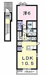 JR瀬戸大橋線 坂出駅 徒歩30分の賃貸アパート 2階1LDKの間取り
