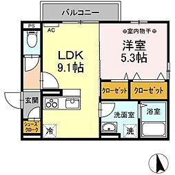 高松琴平電気鉄道琴平線 伏石駅 徒歩10分の賃貸アパート 3階1LDKの間取り
