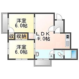 JR高徳線 屋島駅 徒歩6分の賃貸マンション 6階2LDKの間取り