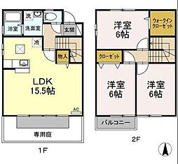 JR予讃線 宇多津駅 徒歩35分の賃貸テラスハウス 2階3LDKの間取り