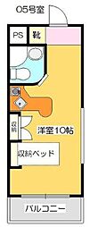 高松琴平電気鉄道志度線 松島二丁目駅 徒歩3分の賃貸マンション 4階ワンルームの間取り
