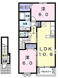 JR予讃線 讃岐塩屋駅 徒歩7分の賃貸アパート 2階2LDKの間取り