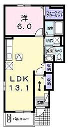 JR瀬戸大橋線 坂出駅 徒歩10分の賃貸アパート 1階1LDKの間取り