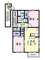 JR土讃線 善通寺駅 徒歩36分の賃貸アパート 2階2LDKの間取り