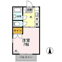 JR高徳線 屋島駅 徒歩6分の賃貸アパート 2階1Kの間取り