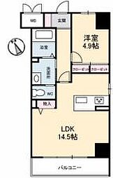 JR高徳線 栗林公園北口駅 徒歩5分の賃貸マンション 4階1LDKの間取り