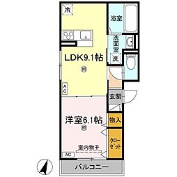 JR高徳線 高松駅 徒歩10分の賃貸アパート 2階1LDKの間取り