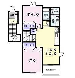 JR予讃線 詫間駅 徒歩8分の賃貸アパート 2階2LDKの間取り