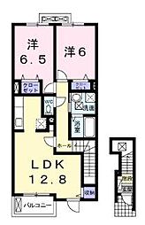 JR予讃線 高瀬駅 徒歩26分の賃貸アパート 2階2LDKの間取り