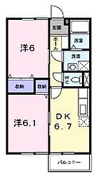 JR予讃線 宇多津駅 3.2kmの賃貸アパート 1階2DKの間取り