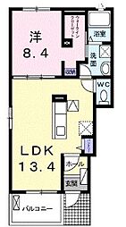 高松琴平電気鉄道長尾線 水田駅 3.1kmの賃貸アパート 1階1LDKの間取り