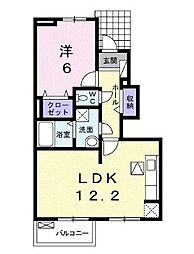 高松琴平電気鉄道長尾線 花園駅 徒歩9分の賃貸アパート 1階1LDKの間取り