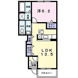 JR予讃線 高瀬駅 徒歩16分の賃貸アパート 1階1LDKの間取り