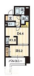 リアライズ瓦町 2階1DKの間取り
