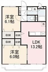高松琴平電気鉄道長尾線 水田駅 3.3kmの賃貸マンション 2階2LDKの間取り