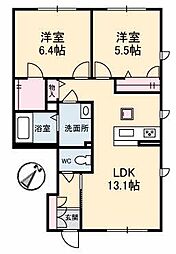 JR土讃線 善通寺駅 徒歩30分の賃貸アパート 1階2LDKの間取り