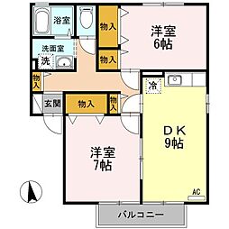 高松琴平電気鉄道長尾線 水田駅 徒歩8分の賃貸アパート 1階2DKの間取り