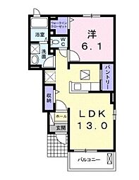 JR予讃線 端岡駅 徒歩13分の賃貸アパート 1階1LDKの間取り