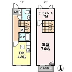 JR瀬戸大橋線 坂出駅 3.3kmの賃貸アパート 1階1SDKの間取り