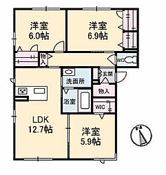 高松琴平電気鉄道長尾線 元山駅 3.4kmの賃貸マンション 1階3LDKの間取り