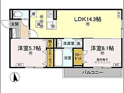 高松琴平電気鉄道琴平線 伏石駅 徒歩11分の賃貸アパート 1階2LDKの間取り