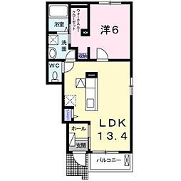JR土讃線 金蔵寺駅 徒歩4分の賃貸アパート 1階1LDKの間取り