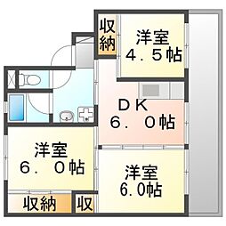 JR高徳線 丹生駅 徒歩10分の賃貸マンション 4階3DKの間取り