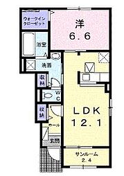 JR予讃線 丸亀駅 徒歩38分の賃貸アパート 1階1LDKの間取り