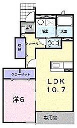 JR予讃線 宇多津駅 4.7kmの賃貸アパート 1階1LDKの間取り