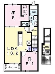 高松琴平電気鉄道長尾線 元山駅 徒歩6分の賃貸アパート 2階2LDKの間取り