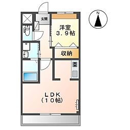 アリエル 2階1LDKの間取り