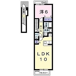 JR予讃線 香西駅 徒歩10分の賃貸アパート 2階1LDKの間取り