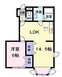 JR瀬戸大橋線 坂出駅 徒歩12分の賃貸アパート 1階1LDKの間取り