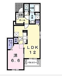 高松琴平電気鉄道長尾線 元山駅 徒歩25分の賃貸アパート 1階1LDKの間取り