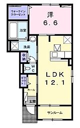 高松琴平電気鉄道長尾線 水田駅 徒歩4分の賃貸アパート 1階1LDKの間取り