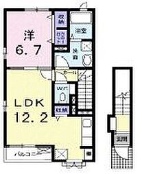 高松琴平電気鉄道長尾線 元山駅 徒歩6分の賃貸アパート 2階1LDKの間取り