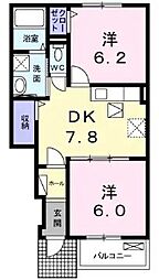 JR土讃線 善通寺駅 徒歩33分の賃貸アパート 1階2DKの間取り