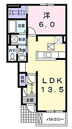JR予讃線 宇多津駅 4.2kmの賃貸アパート 1階1LDKの間取り