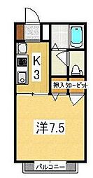 高松琴平電気鉄道長尾線 高田駅 徒歩5分の賃貸アパート 2階1Kの間取り