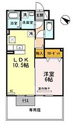 JR高徳線 志度駅 徒歩2分の賃貸アパート 1階1LDKの間取り