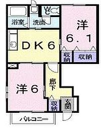 高松琴平電気鉄道志度線 琴電屋島駅 徒歩7分の賃貸アパート 1階2DKの間取り