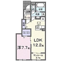 高松市小村町アパート 1LDKの間取図画像