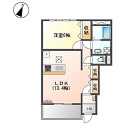 シャトーミニヨン 1LDKの間取図画像